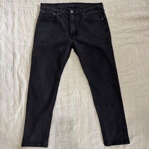 Levis 502 Taper Fit Jeans Women 33x30 Faded Black Denim Gorpcore Grunge Edgy